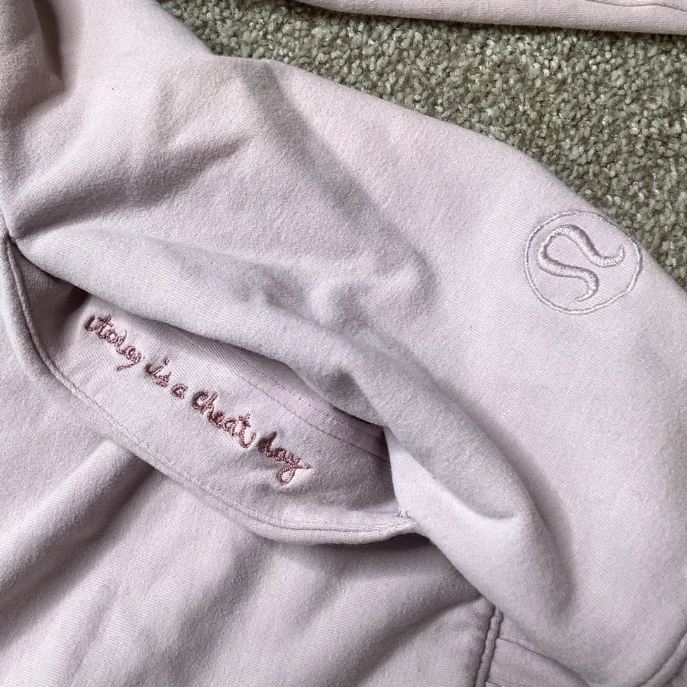 Lululemon Stress Less Pullover Porcelain Pink Sweatshirt Cowl 10 Large - Picture 6 of 7